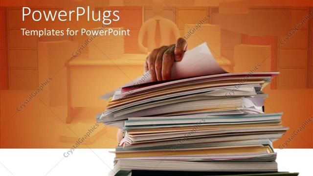  Presentation with files - A number of files together with orange background