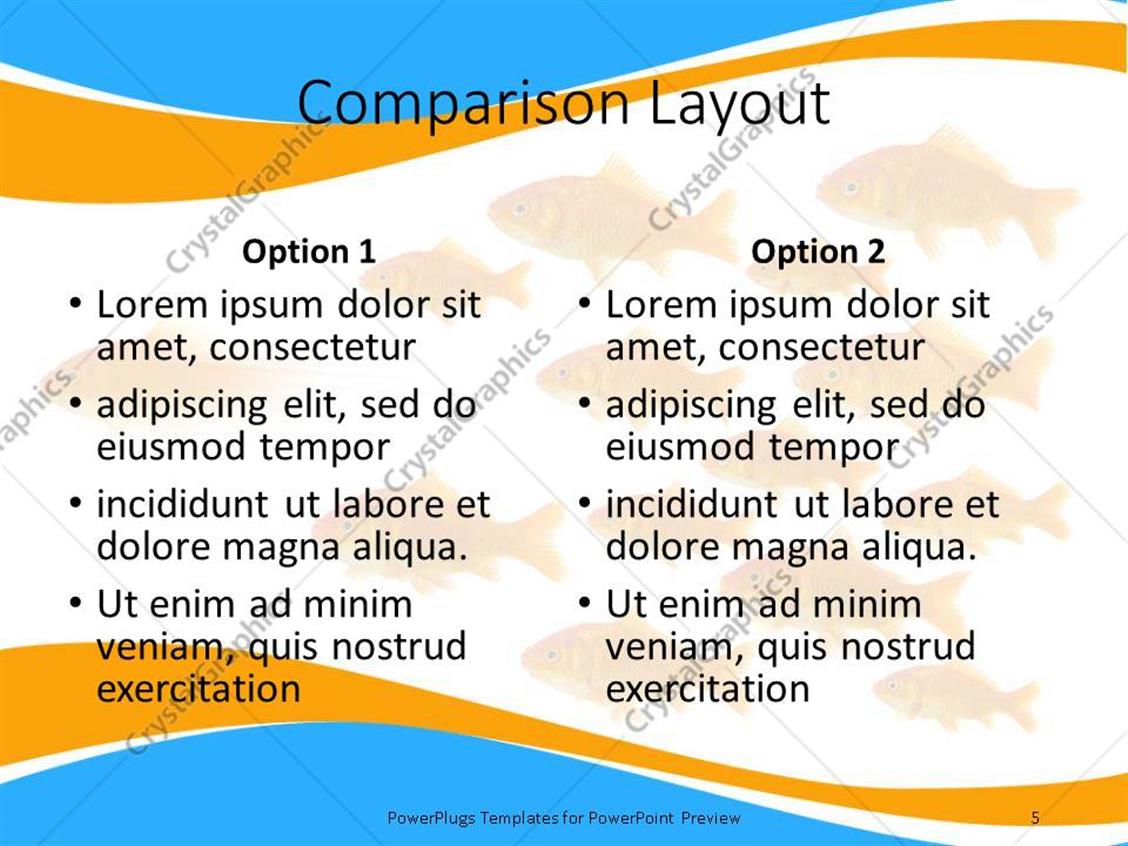 PowerPoint Template: a number of fish together with white background