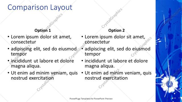 Comparison presentation slide layout