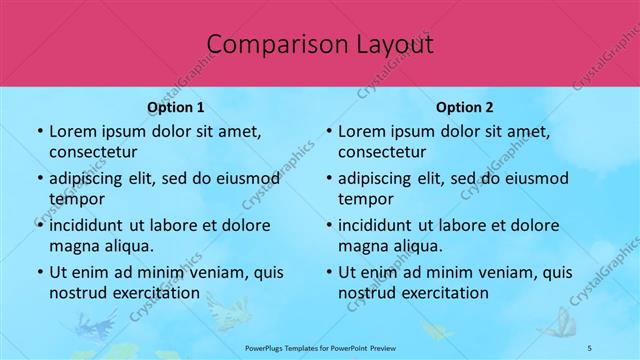Comparison presentation slide layout