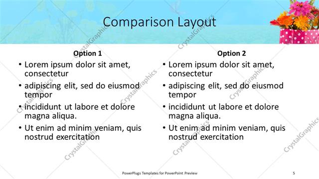 Comparison presentation slide layout