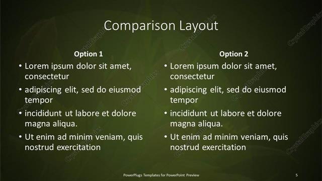Comparison presentation slide layout