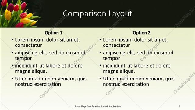 Comparison presentation slide layout