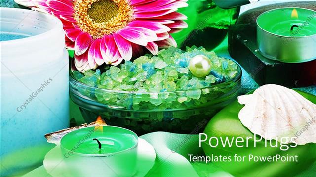  Presentation with spa - A number of flowers and candles together