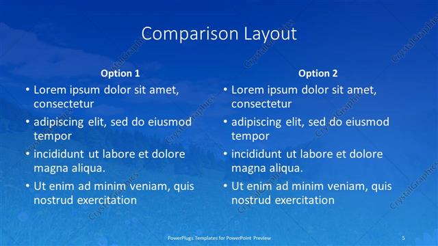 Comparison presentation slide layout