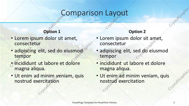 Comparison presentation slide layout