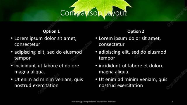 Comparison presentation slide layout