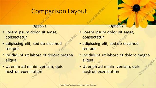 Comparison presentation slide layout