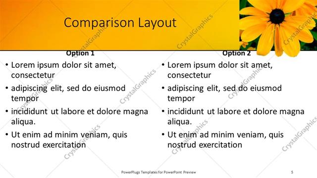 Comparison presentation slide layout
