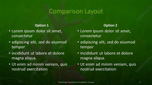 Comparison presentation slide layout