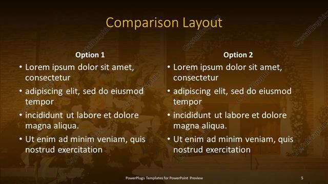 Comparison presentation slide layout