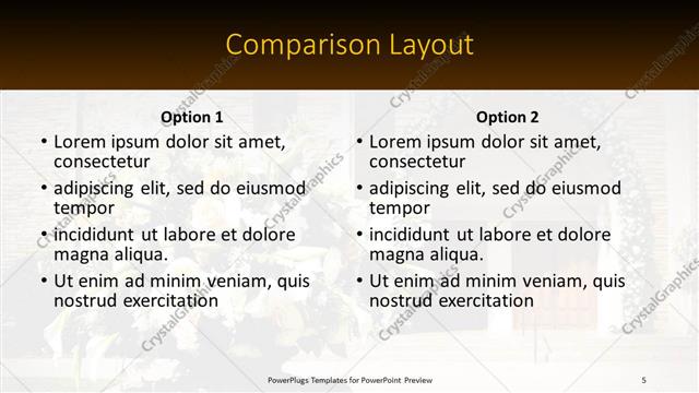 Comparison presentation slide layout