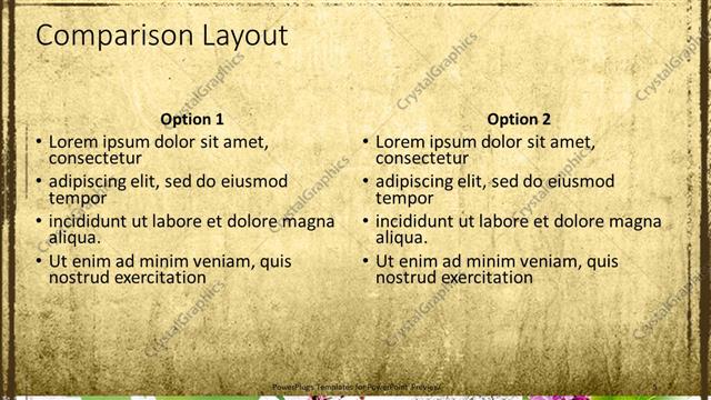 Comparison presentation slide layout