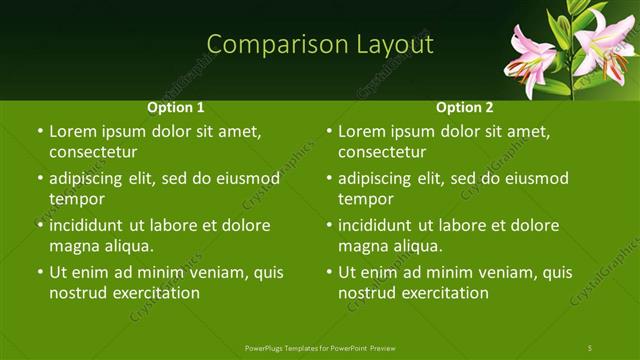 Comparison presentation slide layout