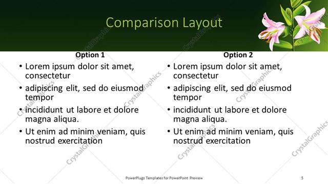 Comparison presentation slide layout