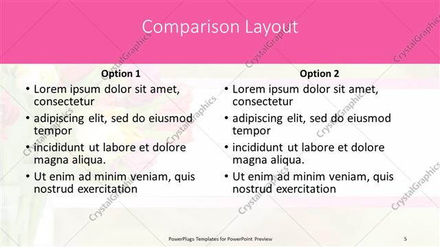 Comparison presentation slide layout