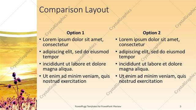 Comparison presentation slide layout