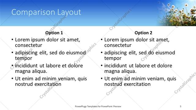 Comparison presentation slide layout