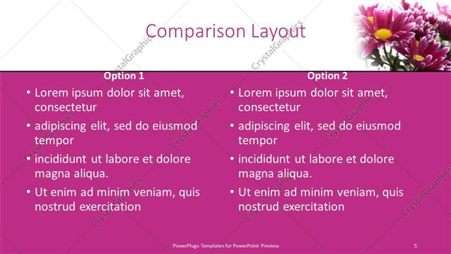 Comparison presentation slide layout