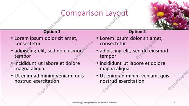 Comparison presentation slide layout