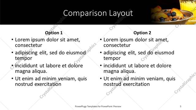 Comparison presentation slide layout
