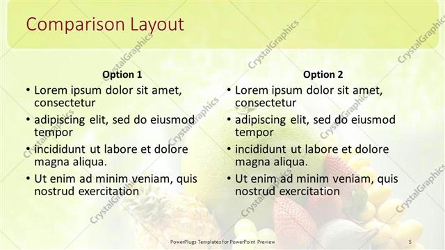 Comparison presentation slide layout