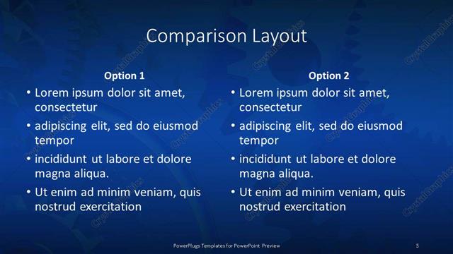 Comparison presentation slide layout