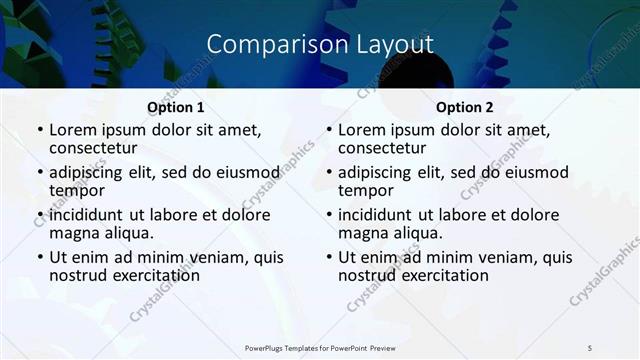 Comparison presentation slide layout