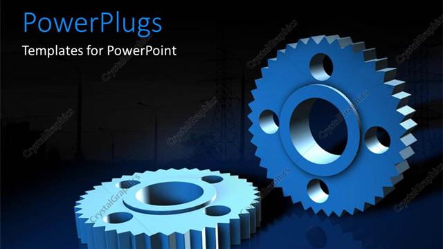  Presentation with gears - A number of gears with bluish background and place for text