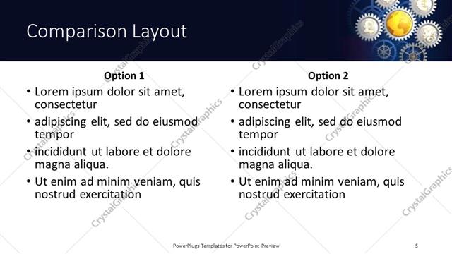 Comparison presentation slide layout