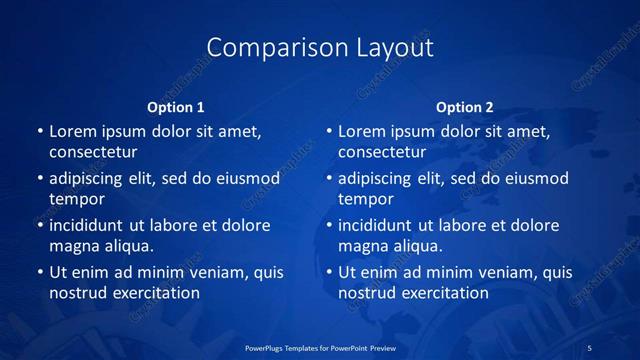 Comparison presentation slide layout