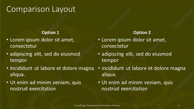 Comparison presentation slide layout