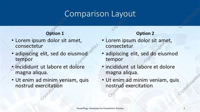 Comparison presentation slide layout