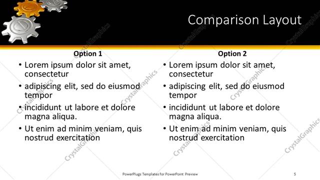 Comparison presentation slide layout