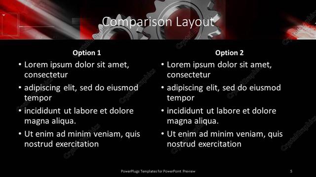 Comparison presentation slide layout