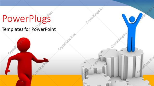  Presentation with leader - A number of gears with two people and white background