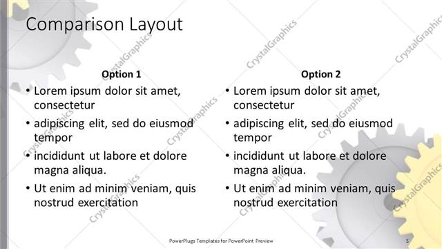 Comparison presentation slide layout