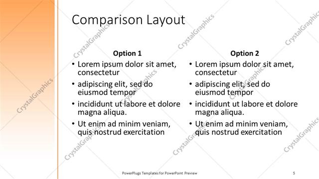 Comparison presentation slide layout