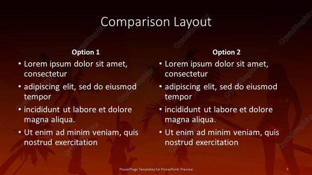Comparison presentation slide layout