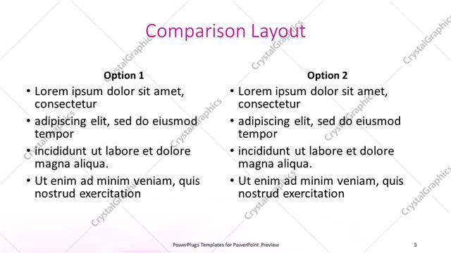 Comparison presentation slide layout