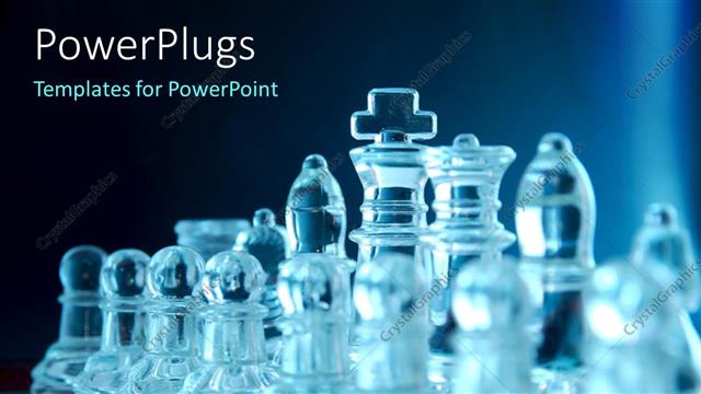  Presentation with chess pieces - A number of glass made chess pieces