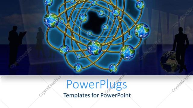  Presentation with networking - A number of globes connected to each other in a circular way
