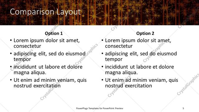 Comparison presentation slide layout