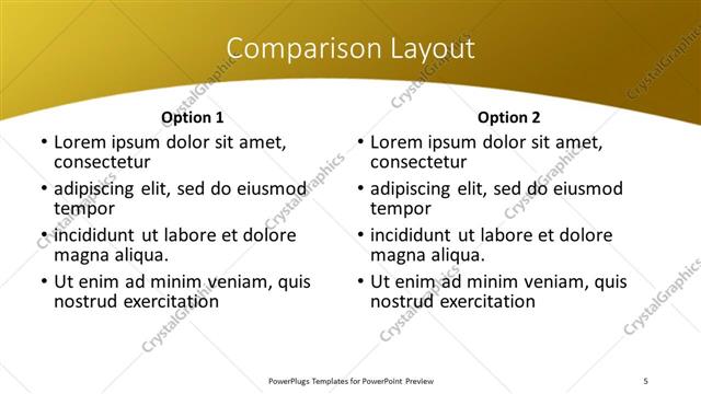 Comparison presentation slide layout