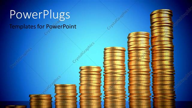  Presentation with diagram - A number of gold coins with a bluish background