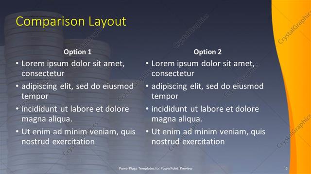 Comparison presentation slide layout