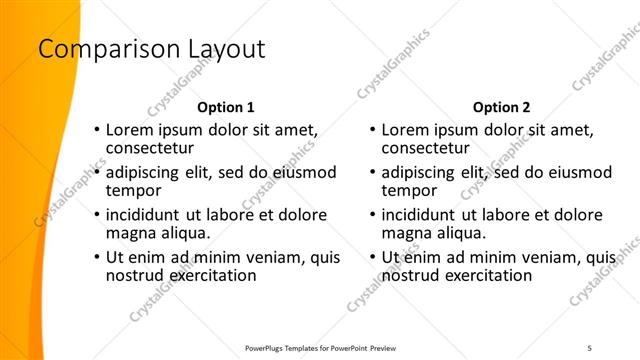 Comparison presentation slide layout