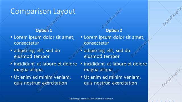 Comparison presentation slide layout