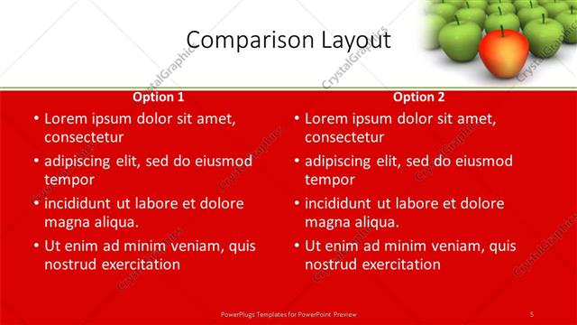 Comparison presentation slide layout