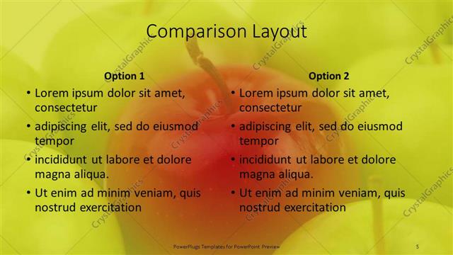 Comparison presentation slide layout